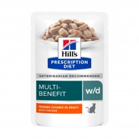 Aliment médicalisé pour chat - HILL’S Prescription Diet w/d Mutli-Benefit en Sachets au Poulet – Pâtée pour chat 