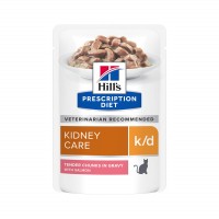 Aliment médicalisé pour chat - HILL'S Prescription Diet k/d Kidney Care en bouchées au Saumon - Pâtée pour chat 
