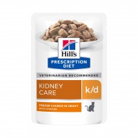 Aliment médicalisé pour chat - HILL'S Prescription Diet k/d Kidney Care en bouchées au Poulet - Pâtée pour chat 