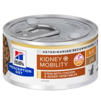 Aliment médicalisé pour chat - HILL'S Prescription Diet k/d j/d Kidney + Mobility en bouchées mijotées en poulet - Pâtée pour chat 