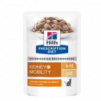 Aliment médicalisé pour chat - HILL'S Prescription Diet k/d j/d Kidney + Mobility en Sachets au Poulet - Pâtée pour chat 